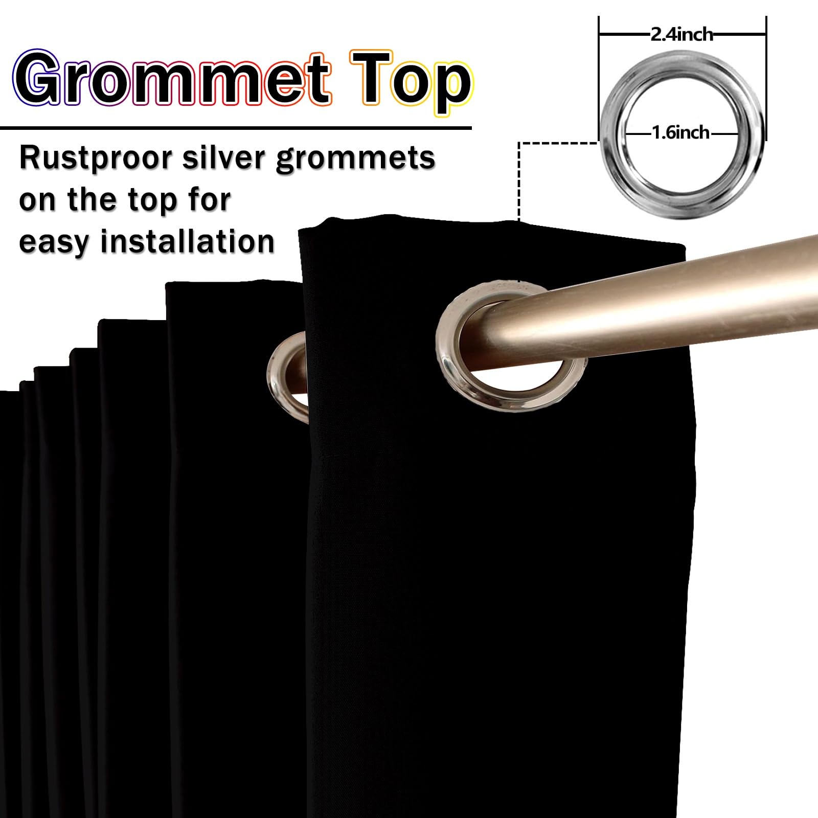 Vorhang Blickdicht Thermovorhang 140 x 140 cm Einfarbige/Winter Extra Warm/Modern Thermovorhang Fenster/Gardinen für Wohnzimmer, Schwarz