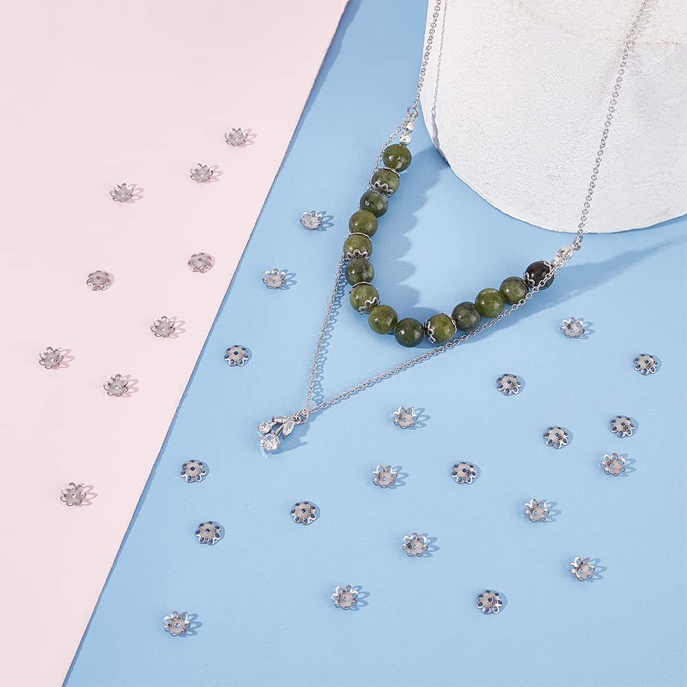 UNICRAFTALE 300pcs 1mm Hole 304 Stainless Steel Spacer Bead Caps Multi-Petal Flower Spacer Beads Hollow Bead End Caps Metal End Charm Caps Loose Beads for Jewelry Making - Image 3