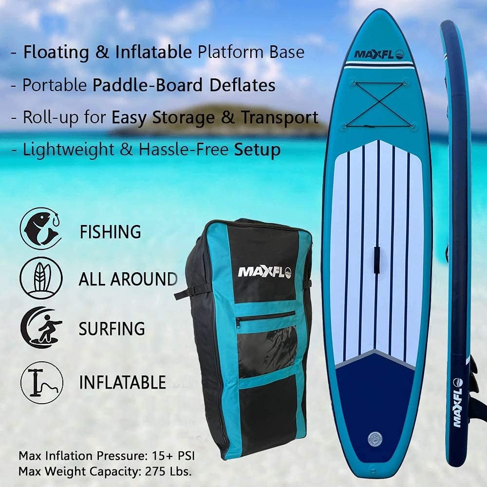Inflatable Stand Up Paddle Board 10’6” Long 6” Thick | SUP Paddleboard Accessories Carry Backpack | Wide Stance, Bottom Fin Paddling Surf Control, Non-Slip Deck | Youth & Adult Standing Boat Boards : Sports & Outdoors