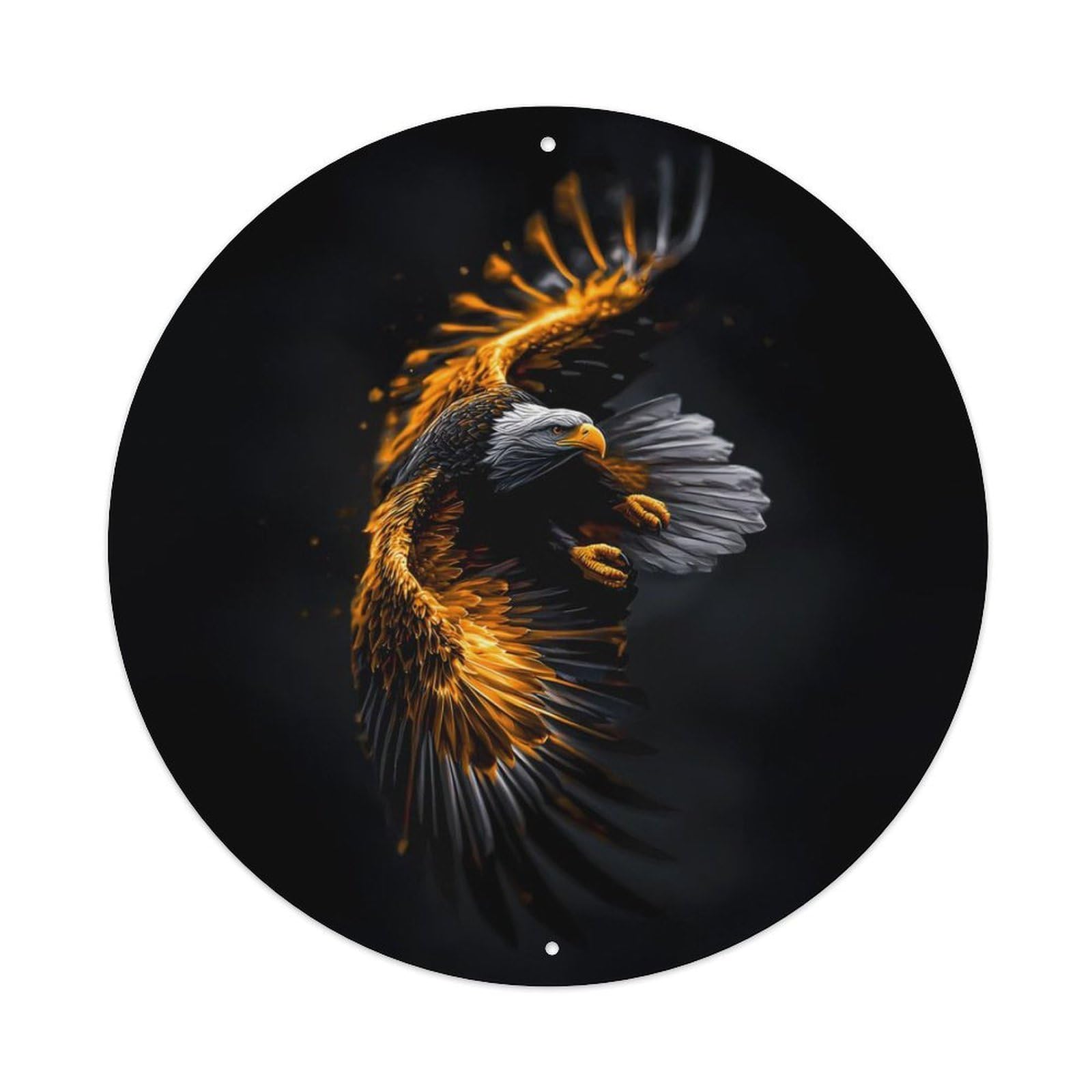 Animal Bald Eagle Aggressive Dynamic Golden Black Vintage Metal Tin Sign Plaque Wall Decor for Cafe, Club Bar, Office, Garden Metal Poster 8x8Inch
