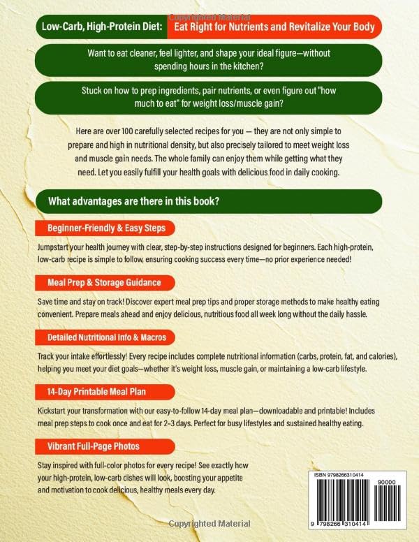 High Protein Low Carb Cookbook for Beginners: 1500 Days of Effortless & Nutritious Recipes for Weight Loss, Muscle Gain, and All-Day Energy, Incl. Meal Prep Storage Tip & 14-Day Meal Plan - Image 2