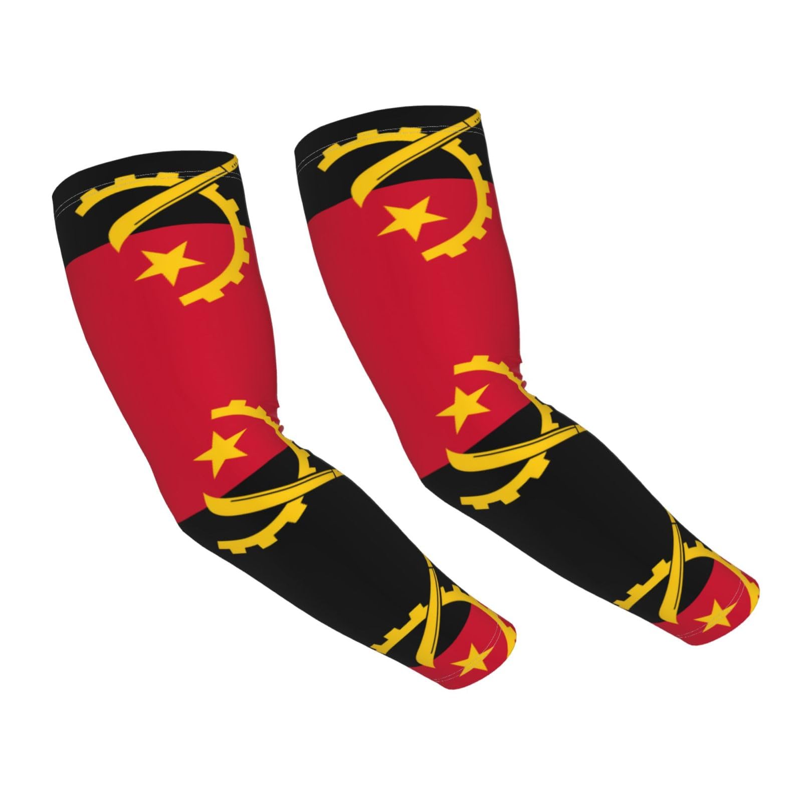 Wzycwb Unisex Black Angola Flag Printed Ice Silk Sleeves - Summer Thin And Breathable Arm Guards Outdoor Cycling And Fishing Sleeves