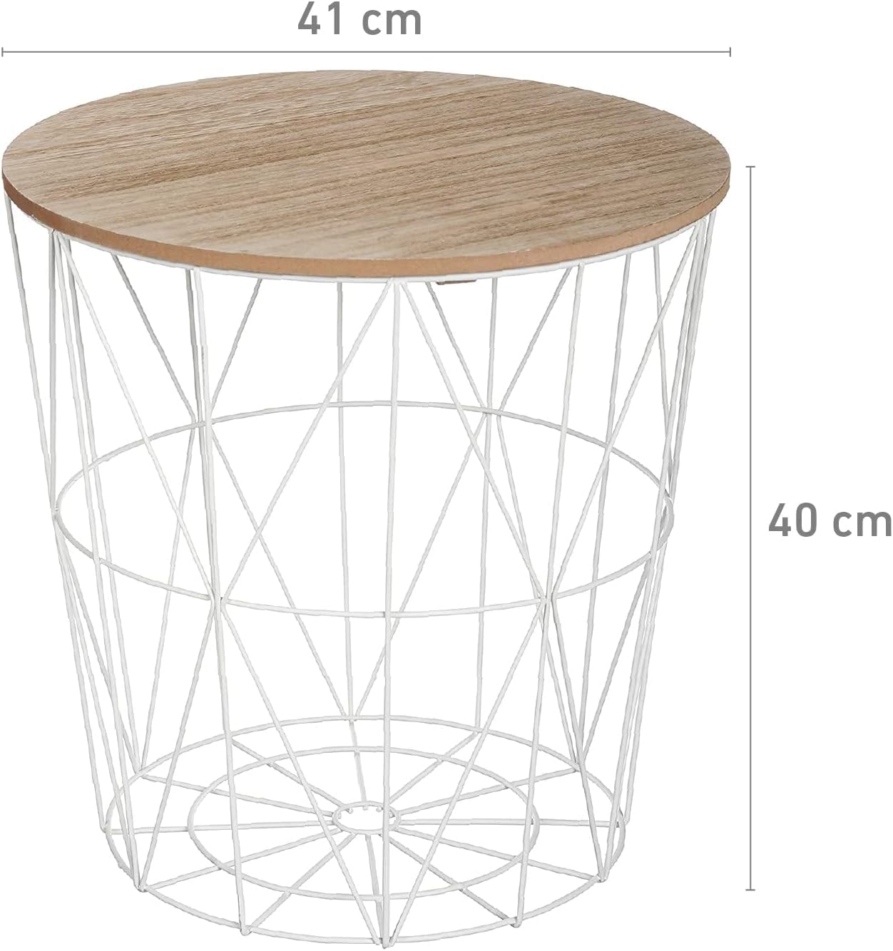 TIENDA EURASIA - Mesas Auxiliares para Salon | Set 2 Mesas Redondas de Centro | Estructura Metálica de Rejilla y Tapa de Madera MDF | Medida 41 x 40 cm (2 x Blancas)
