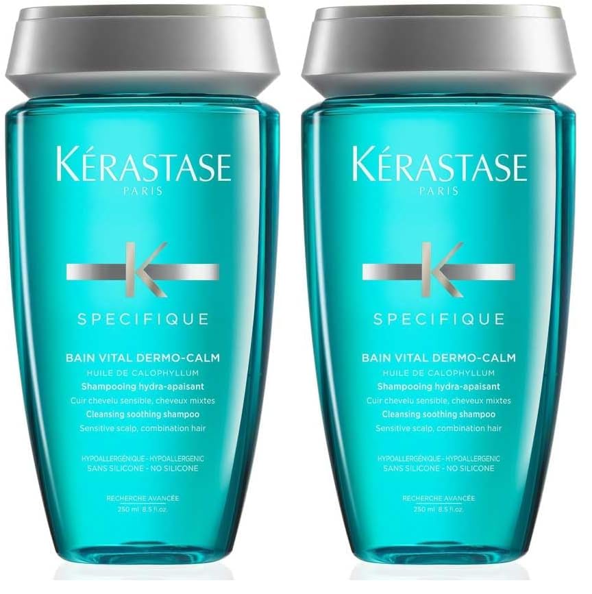 Kérastase Spécifique Dermo-Calm, Champú Hidro-Calmante, Para Cuero Cabelludo Seco o Sensible, Bain Vital Dermo-Calm, 250 ml (Paquete de 2)