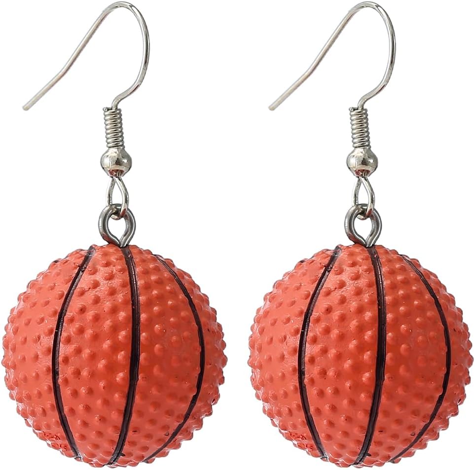 Sports Football Basketball Earrings Cute 3D Basketball Dangle Drop Earrings Lightweight Sports Footballs Earring Basketballs Footballs Player Jewelry for Women
