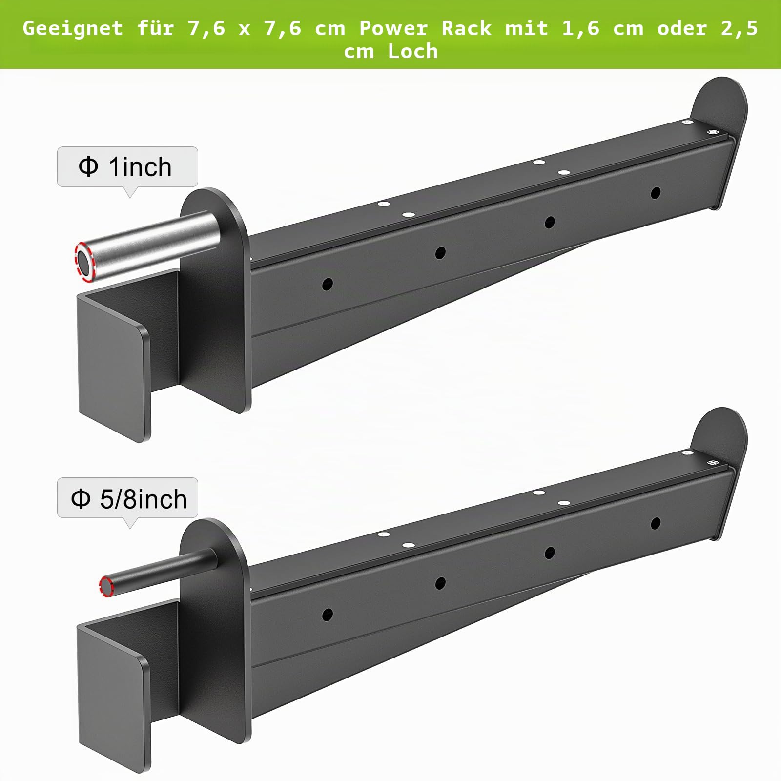Kipika Sicherheits-Spotter-Arme für 5,1 x 5,1 cm und 7,6 x 7,6 cm Power-Racks mit 1,6 cm und 2,5 cm Löchern, robuste Langhantel-Sicherheitsverschlüsse mit Gummi-Pad,2 Stück