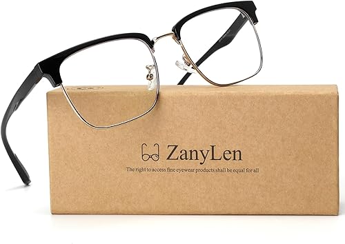 Gafas de luz azul para hombre, rectangulares, grandes, de Browline, para juegos de computadora, bloqueador azul, antirreflejos, protección Uv400,