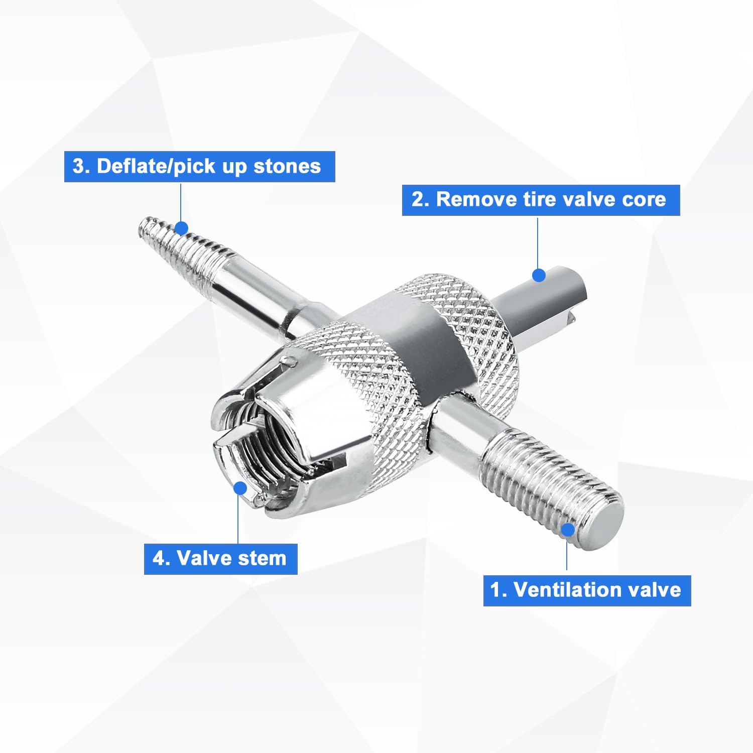 Outil De Valve à 4 Voies, Ensemble D'outils De Retrait De Tige De Valve