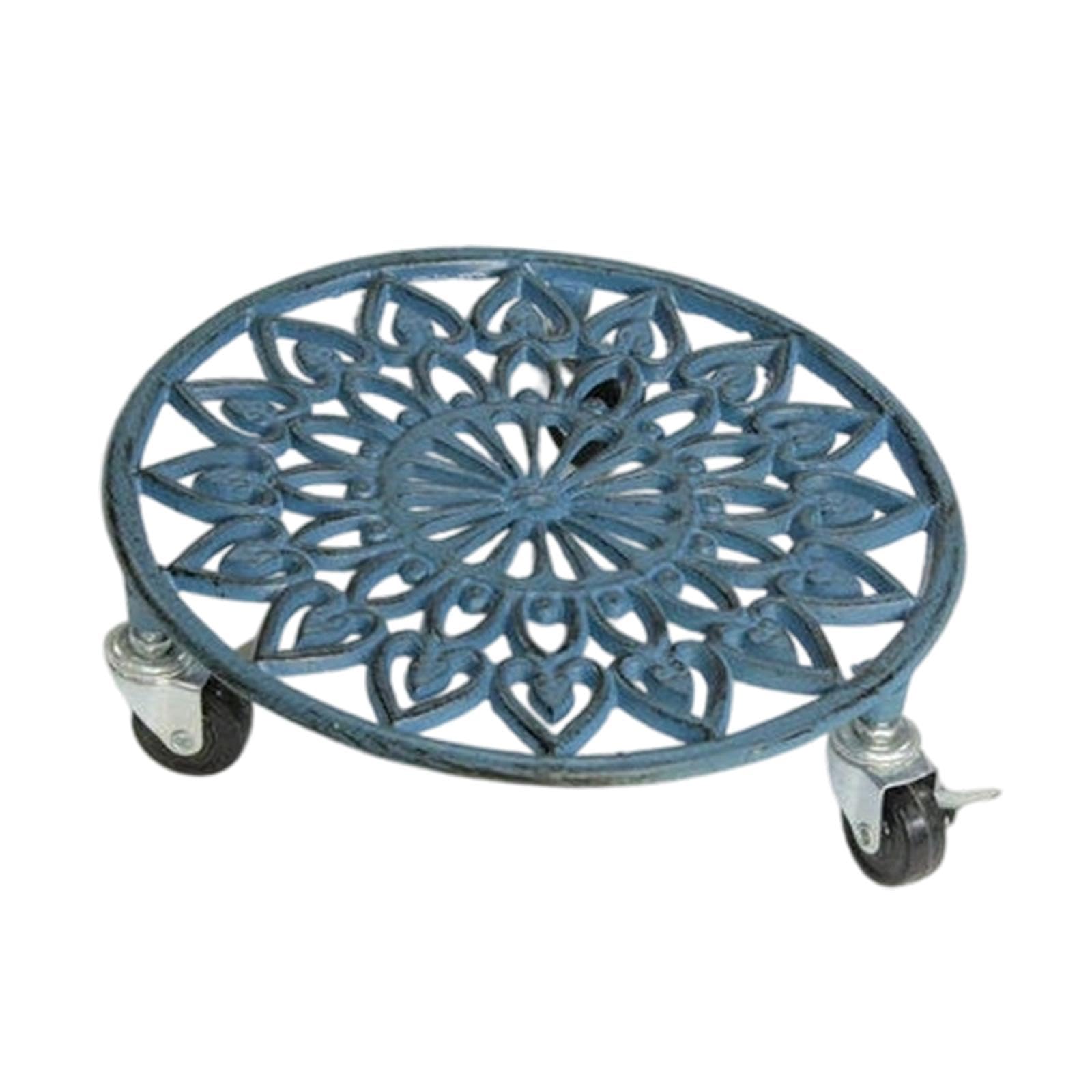 Soporte Rodante para Plantas, Bandeja para Macetas con Ruedas, Carro para Mover Macetas, Base de Hierro con Ruedas para Cubos de Basura Pesados, Azul