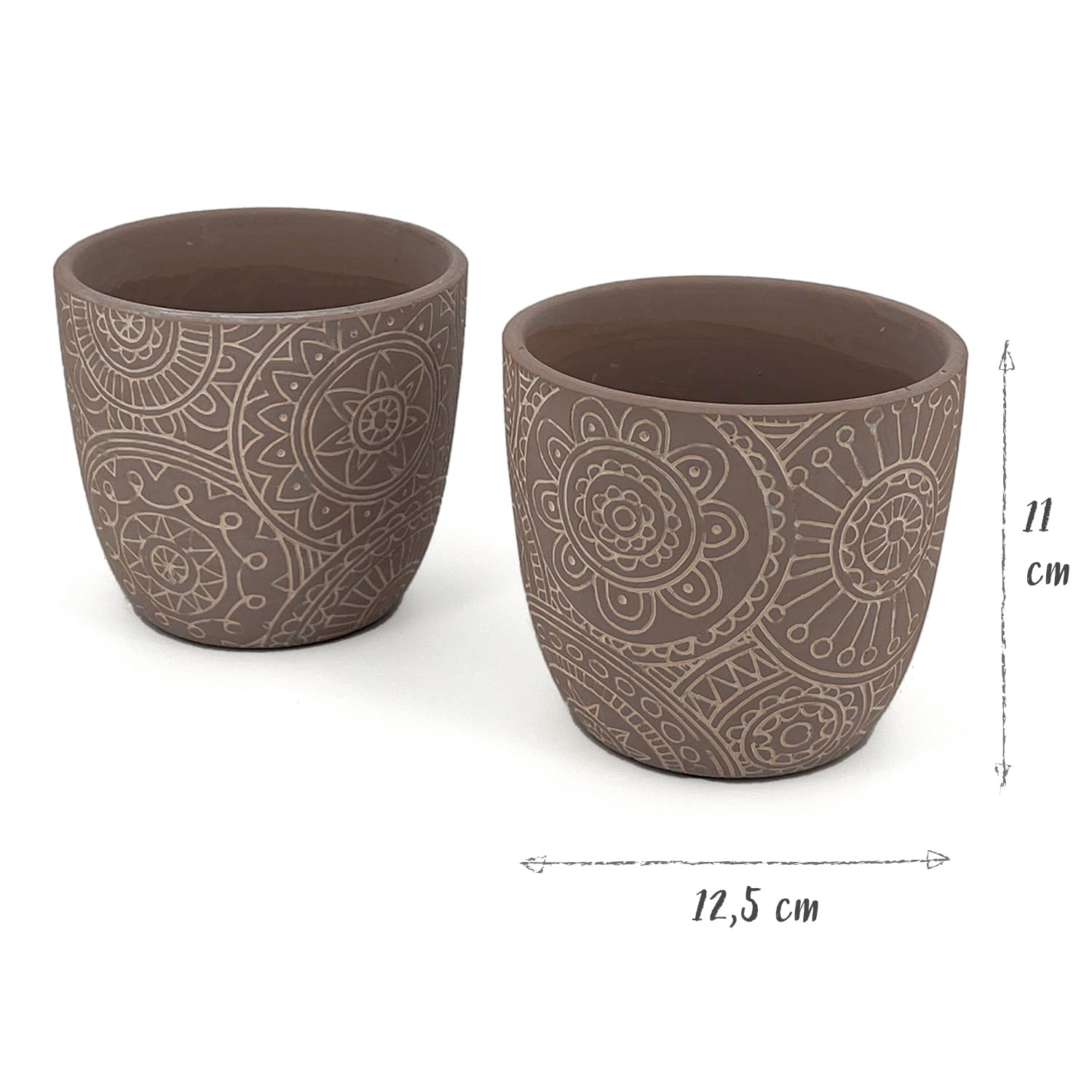 Vimin Box Terracotta Vases Decorative Flower Pot Plant Pot Indoor Outdoor Home Garden Terrace Diameter 12.5cm or 13.5cm (2, S coffee) - Image 2