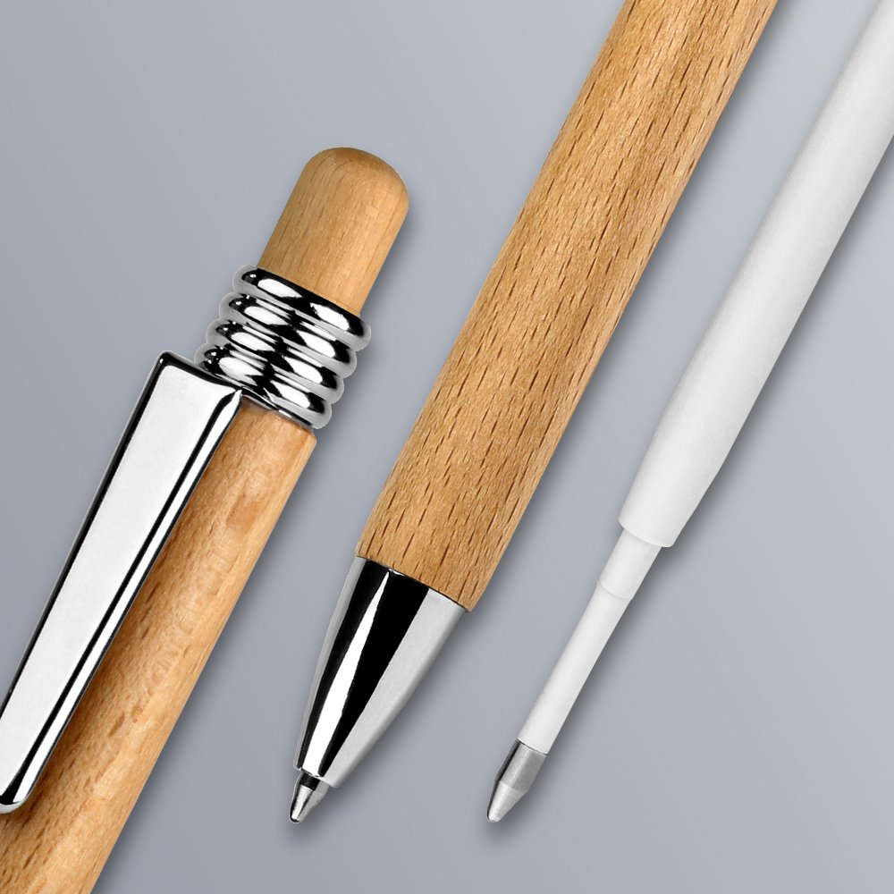 Personalisiertes Holz-Kugelschreiber Mit Gravur – Inkl. Metall-Geschenkdose, Von Printplanet®
