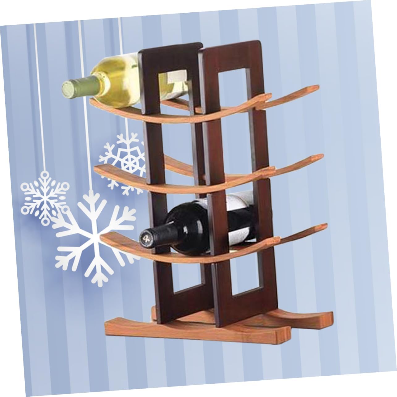 Mobestech Bamboo Wine Rack Ornaments Red Wine Holder for Display Rack Freestanding Floor for Home Bar Restaurant
