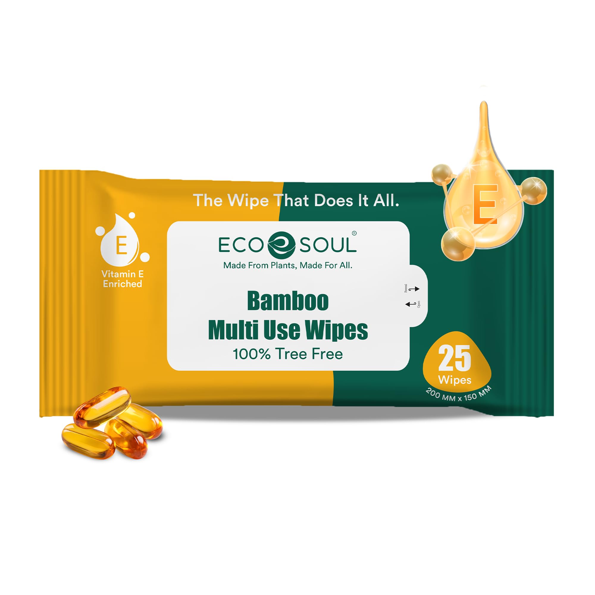 ECO SOUL Bamboo Multi Use Wipes, 25 Pulls Each, Pack of 1, 100% Natural & Eco-Friendly-image-33