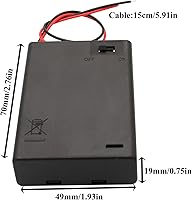 Vista 4 de Paquete de soporte de batería AA de 4.5 V, 3 fundas de soporte de batería AA de 1.5 V con cables de cable e interruptor de encendido/apagado