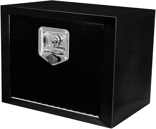 Caja de herramientas de acero de 18 pulgadas con cierre de bloqueo de mango en T, caja de herramientas organizadora de almacenamiento de camiones,