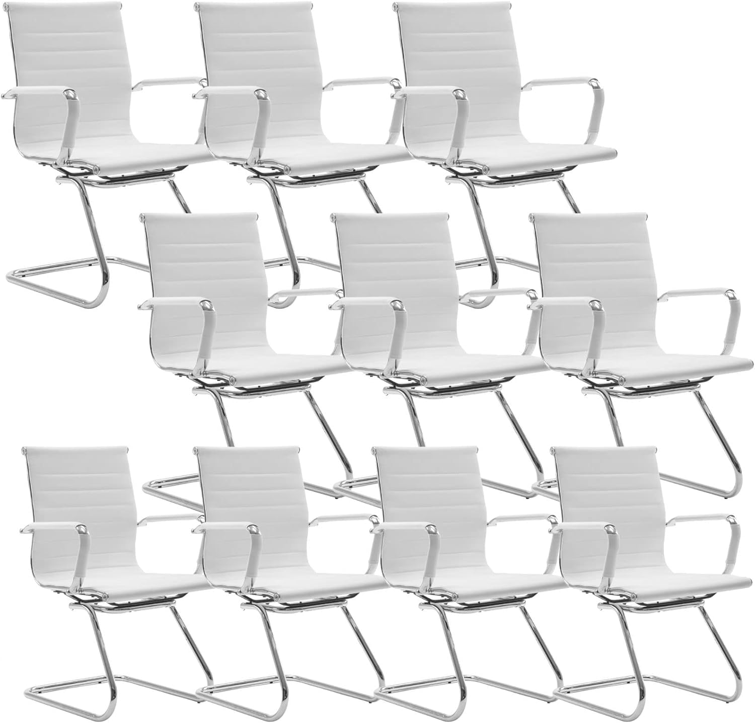 HNY 10-Pack PU Leather Office Guest Chairs