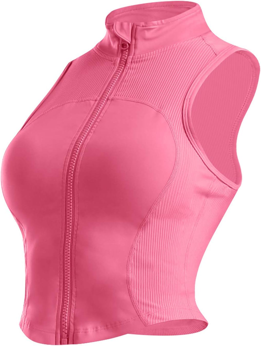 Flygo Women's Full Zip Cropped Athletic Tank Tops Sleeveless Active Vest Yoga Jacket
