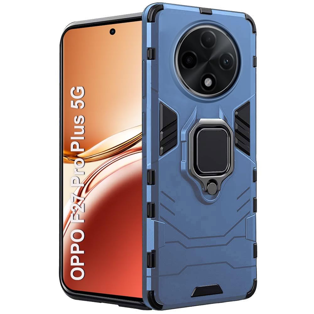 TheGiftKart Tough Armor Bumper Back Case Cover for Oppo F27 Pro Plus 5G | Ring Holder & Kickstand in-Built | 360 Degree Protection Back Case Cover for Oppo F27 Pro Plus 5G (PC & TPU, Greyish Blue) (B0D6WK7GWX) Amazon Price History, Amazon Price Tracker