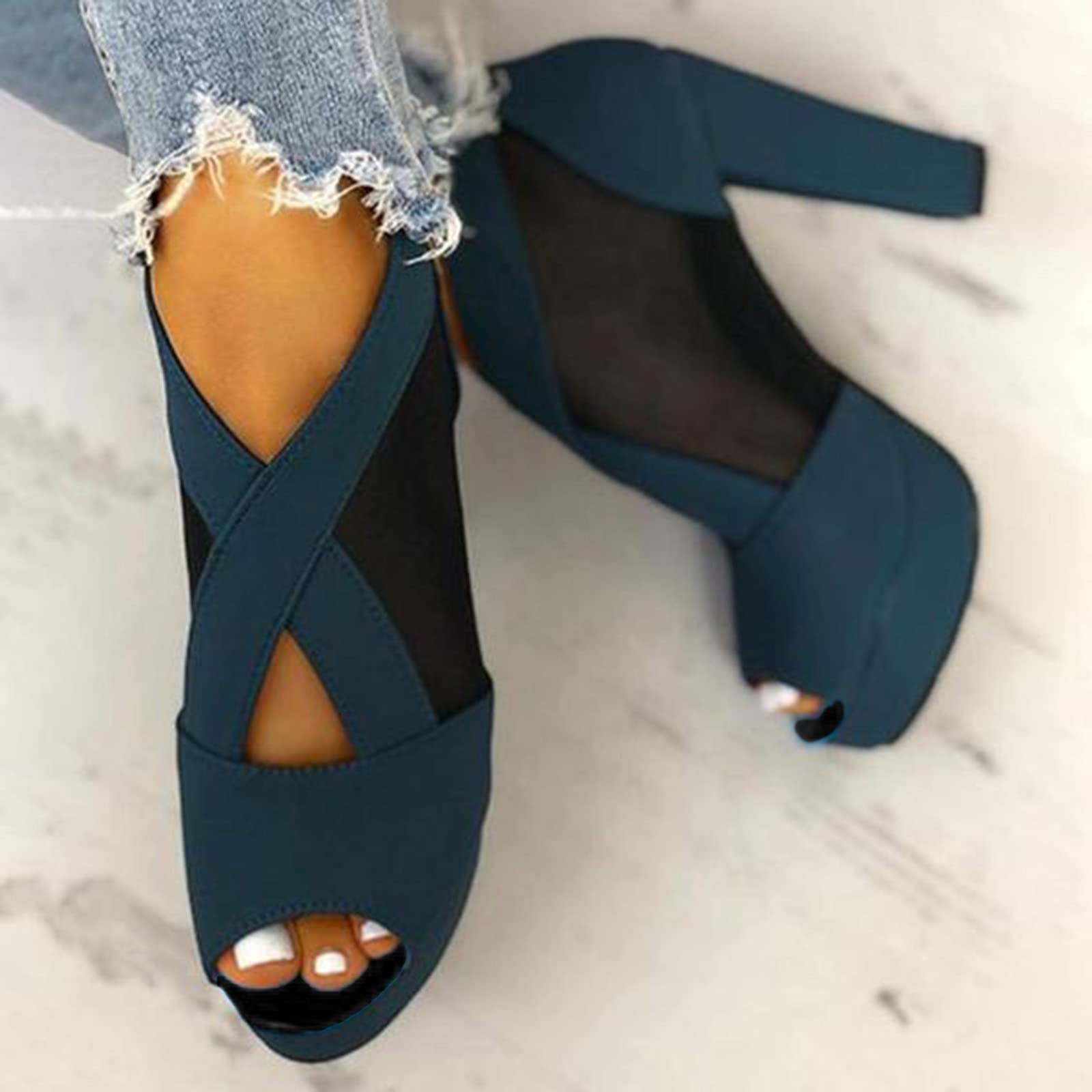 Scarpe Donna Estive con Zeppa Eleganti Comodi Sandali da Donna con Tacco e Tacco in Tinta Unita Sandali Zeppa Punta Chiusa