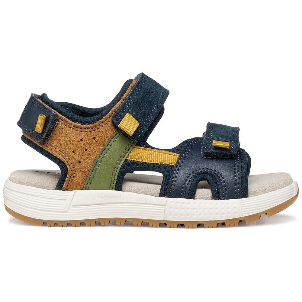 Geox J ALBEN Boy A Sandal, Navy/Ochre, 37 EU
