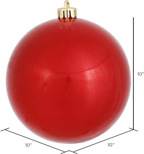 Miniatura 147 de Vickerman Esfera de adorno de Navidad de 10 pulgadas con acabado de caramelo, plástico inastillable, resistente a los rayos UV, decoración de árbol