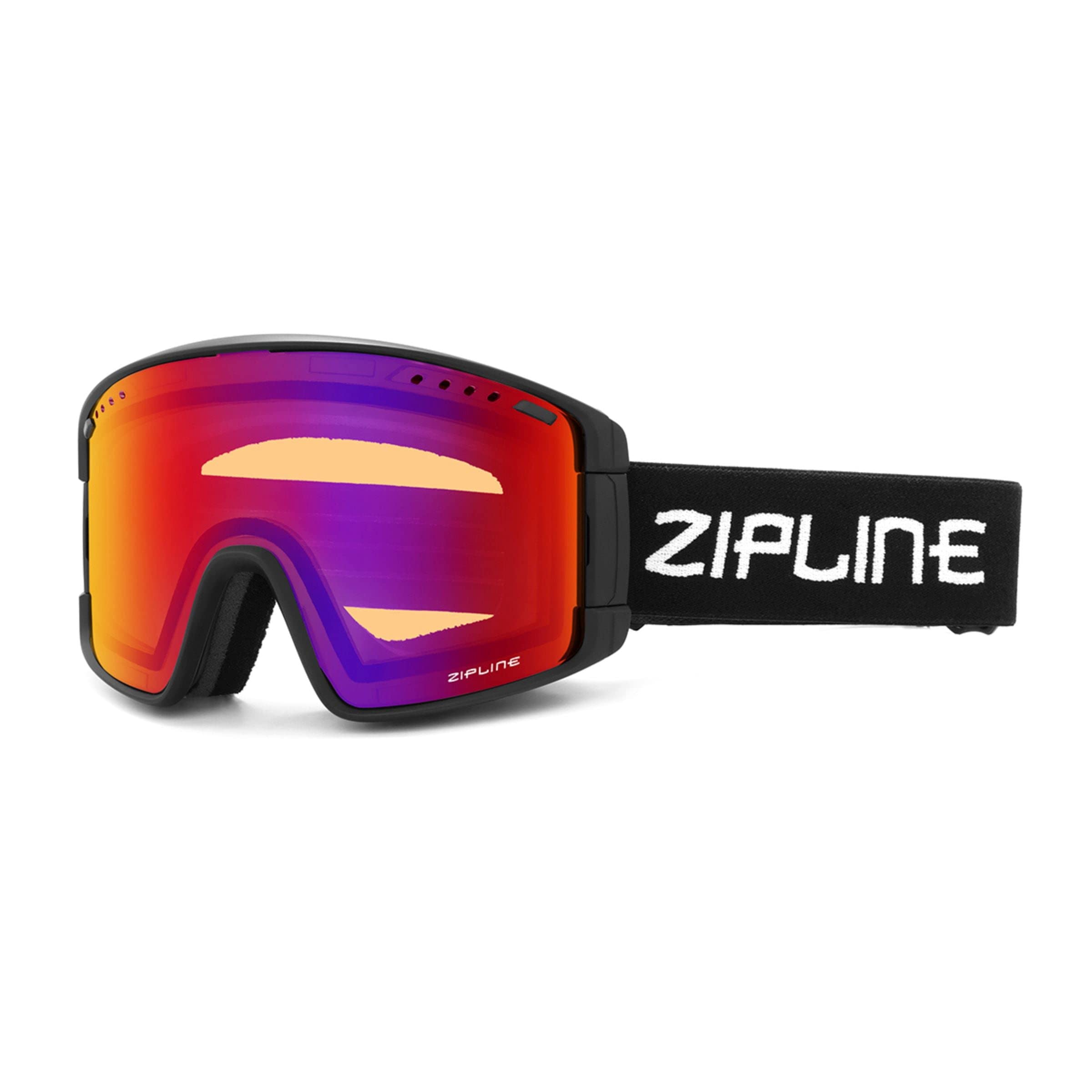 Zipline KLIK Ski Goggles - No Fog Magnetic Lenses, Double Cylindrical Polycarbonate, Adjustable Vent, Magnetic Lens System - Preferred by Pros (Black Frame - Scorched - Amber Lens, Black Frame)