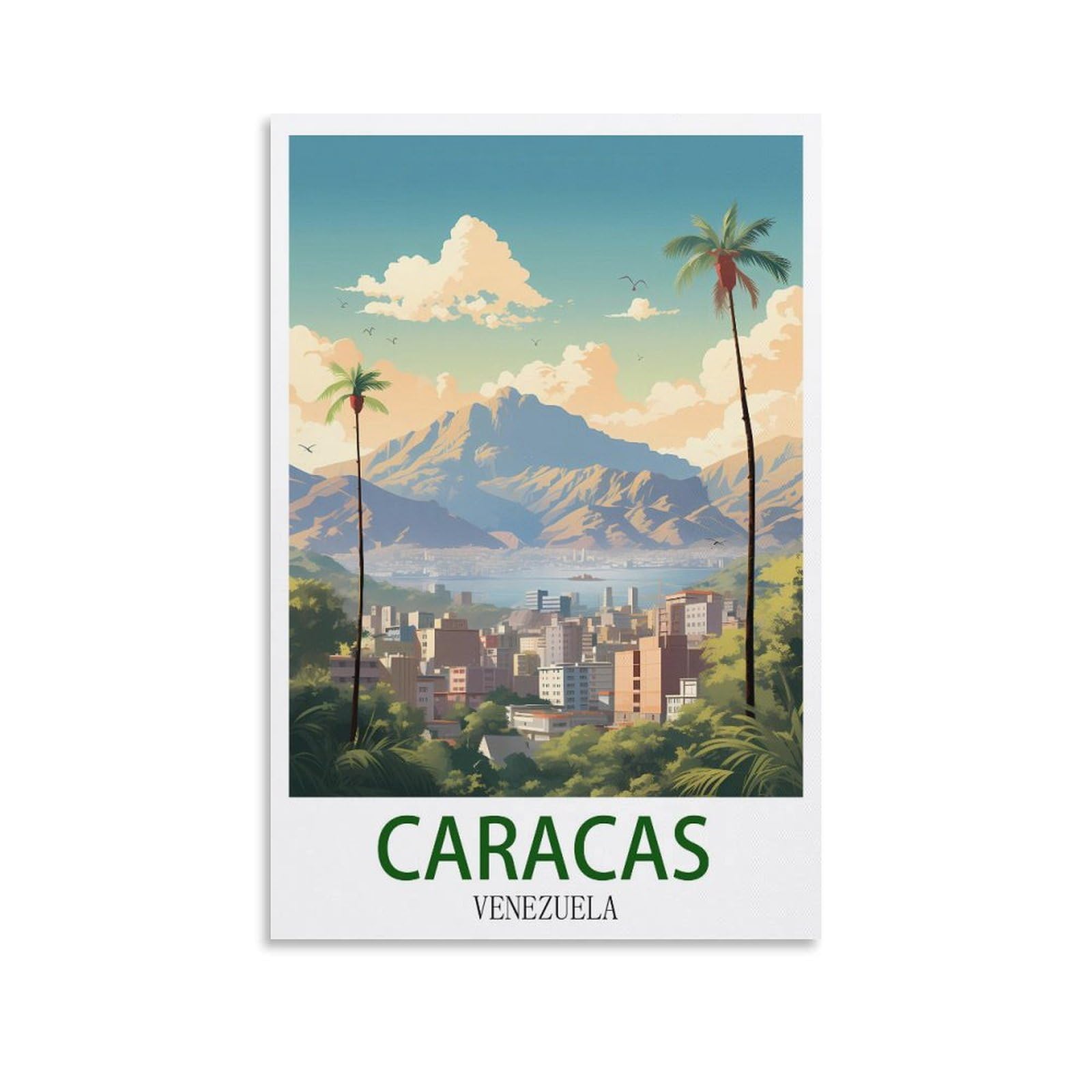 Cyyhgee Unframe-Style Caracas Venezuela Vintage Travel Poster 08X12inch(20X30cm) Canvas Poster Wall Art Living Room Home Decor