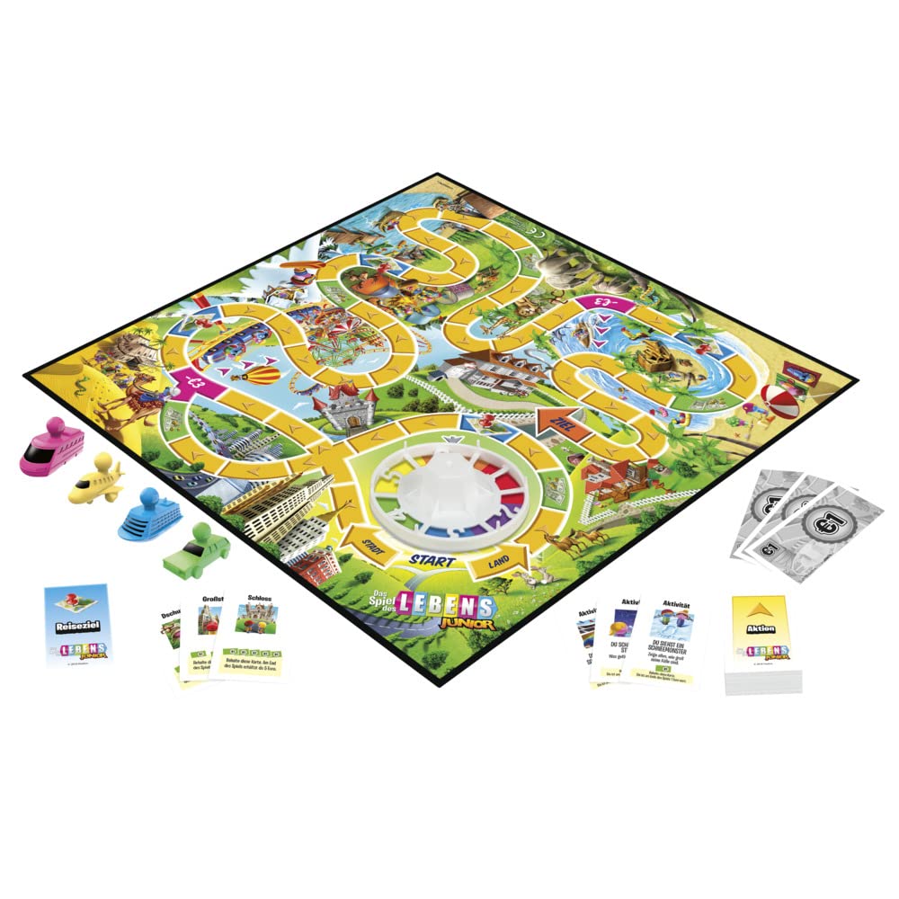 Das Spiel des Lebens Junior Brettspiel für Kinder ab 5 Jahren, Spiel für 2 – 4 Spieler