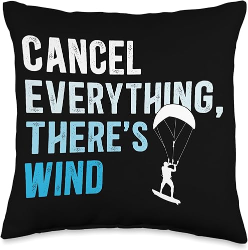 There's Wind Kitesurfing Kitesurfer Kiteboard Kitesurf Throw Pillow