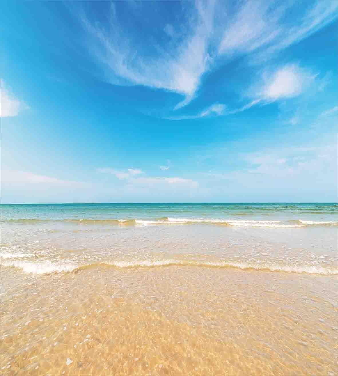 Ambesonne Ocean Duvet Cover Set, Sea and Sky Landscape at Beach in Tropical Exotic Hawaiian Caribbean Lands, Decorative 3 Piece Bedding Set with 2 Pillow Shams, Queen Size, Cream Blue Queen Cream Blue