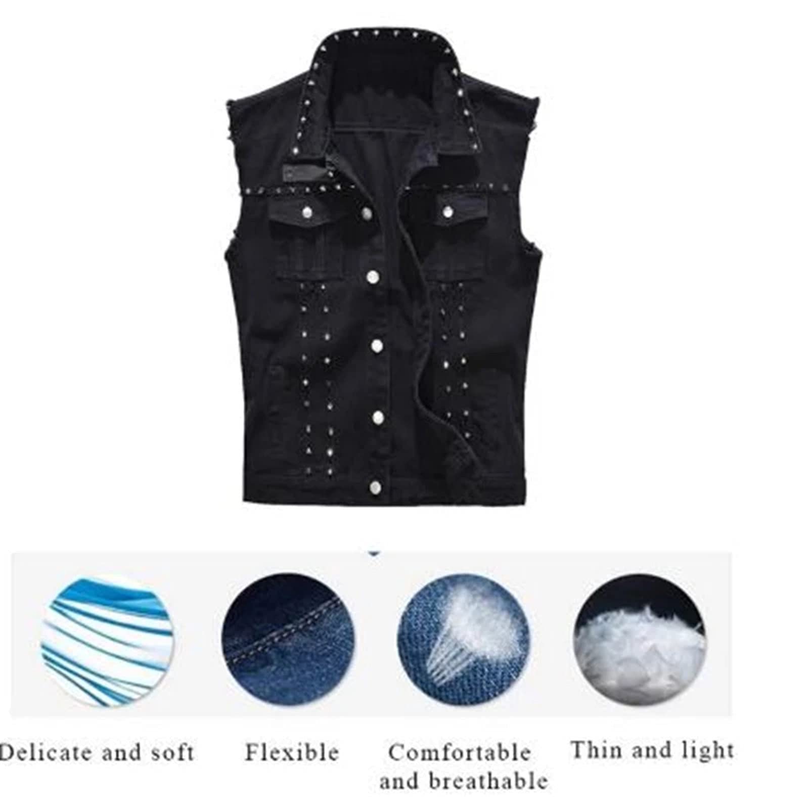 Men Denim Biker Waistcoat Sleeveless Jeans Vest Coat Gilet - Foto 9