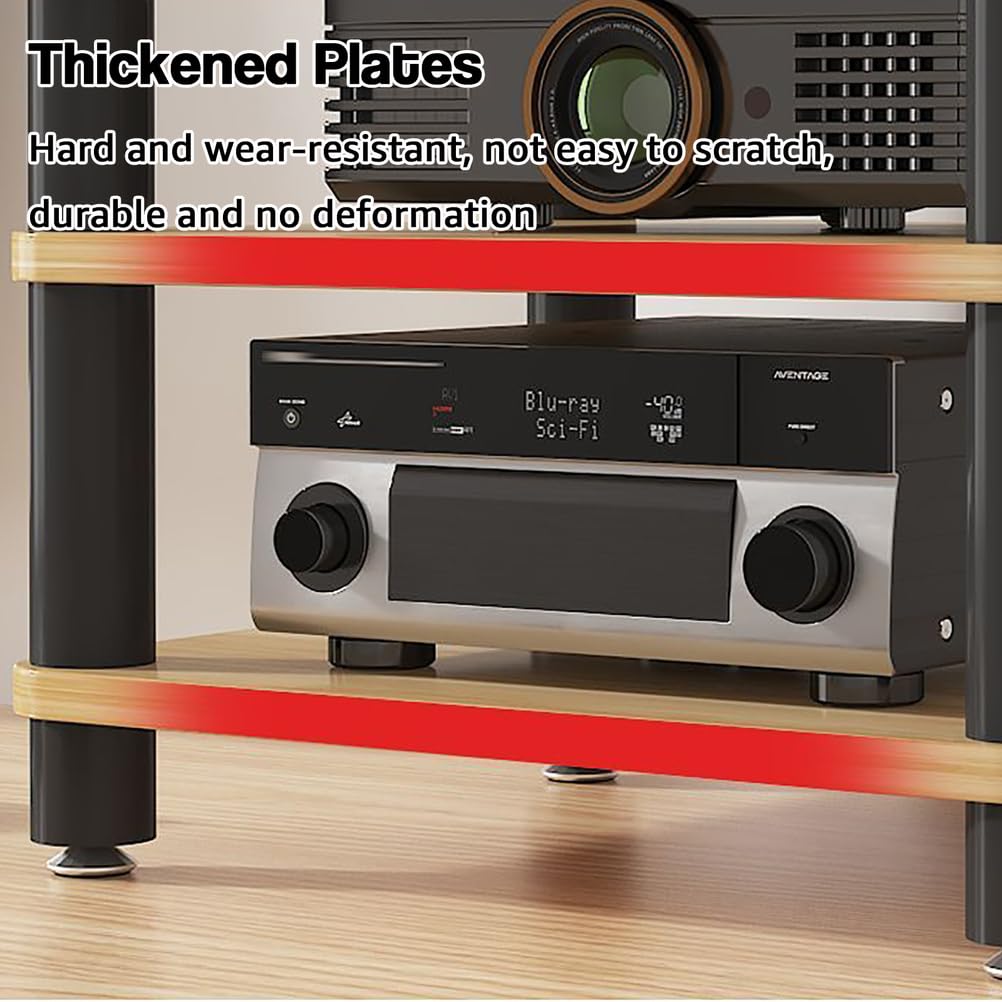 Supporto AV multimediale da scrivania, per video e audio, con ripiano in legno, armadio stereo aperto, armadio componente, mobiletto per componenti ad angolo, mobile portatile per scrivania per