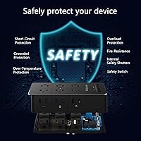 Vista 3 de Cargador de pared con protector de sobretensiones, regleta de alimentación con 12 tomas de corriente alterna anchas, bloques de carga USB de 4