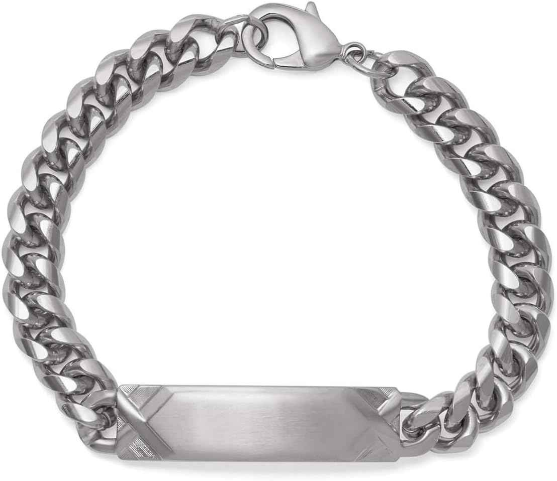 Speidel Men's ID Curb Bracelet with Pattern Dual Finish Silver