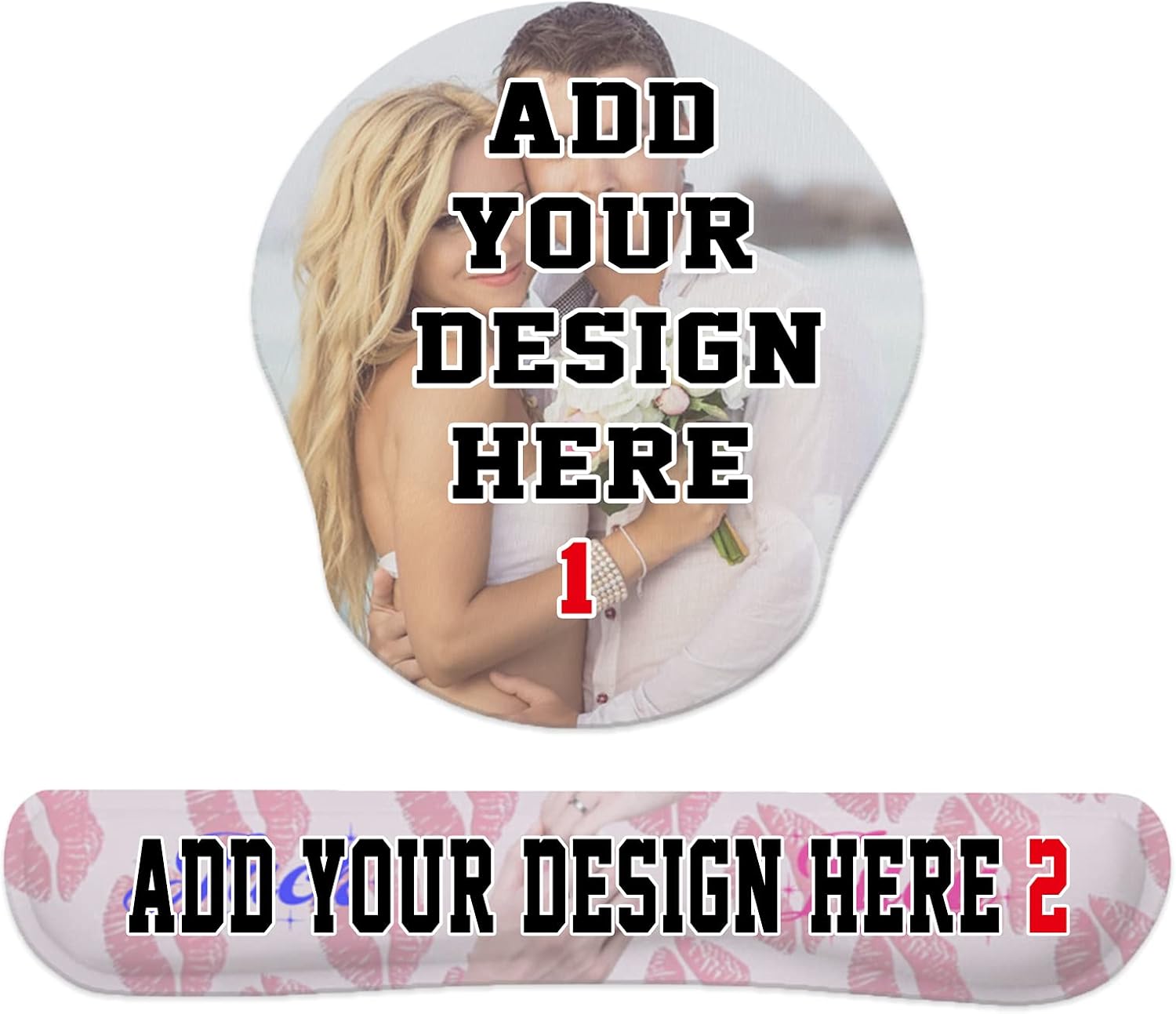 Custom Mouse Pad with Wrist Support and Keyboard Wrist Rest Pad Set, Personalized Wrist Pad with Non-Slip Rubber Base and Raised Memory Foam, Easy Typing & Pain Relief