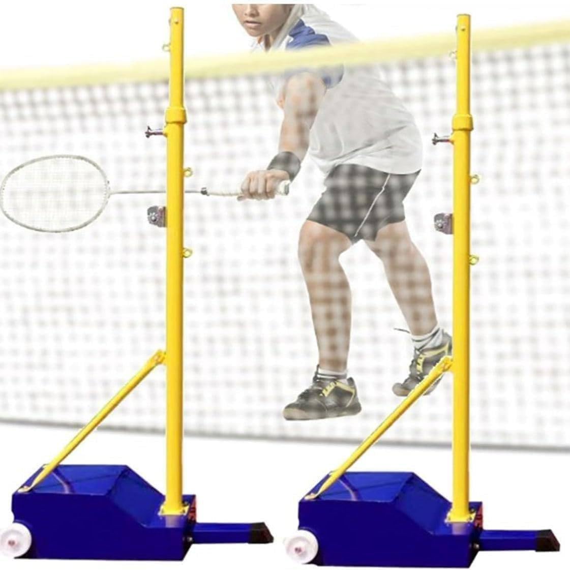 Volleyball Poles, Indoor & Outdoor Badminton Volleyball Training Set for Backyard with Net, Portable Heavy Duty Volleyballs Badminton Net with 4 Adjustable Height for Courtyard School Stadium