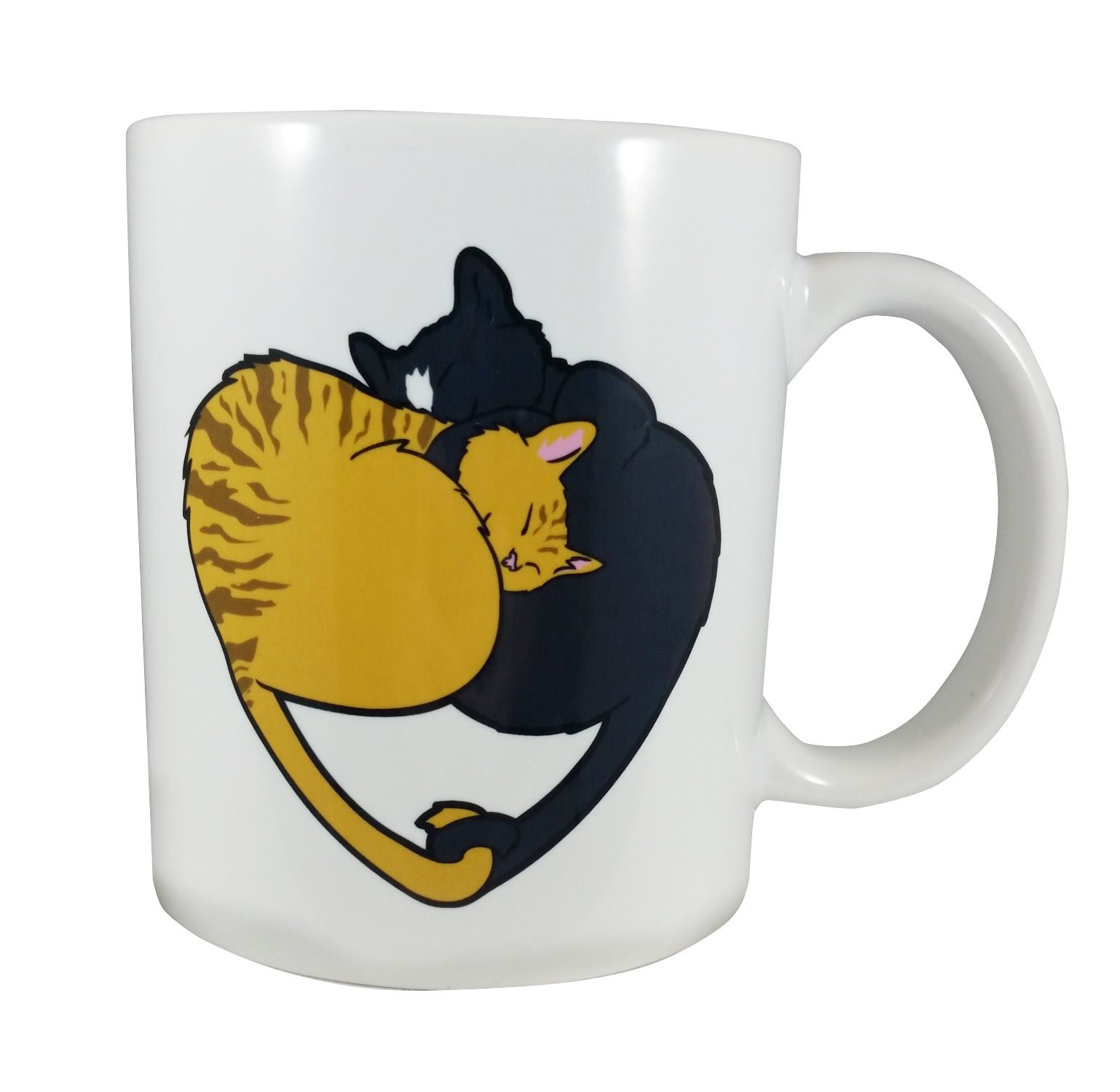 Cat Heart, Kittys with Linked Tails Coffee or Tea 11oz Mug