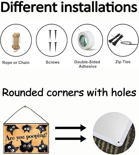 Miniatura 2 de Letrero de metal retro con texto en inglés "Are You Pooping Cat Cat", decoración de baño con texto en inglés "Are You Pooping", decoración del hogar