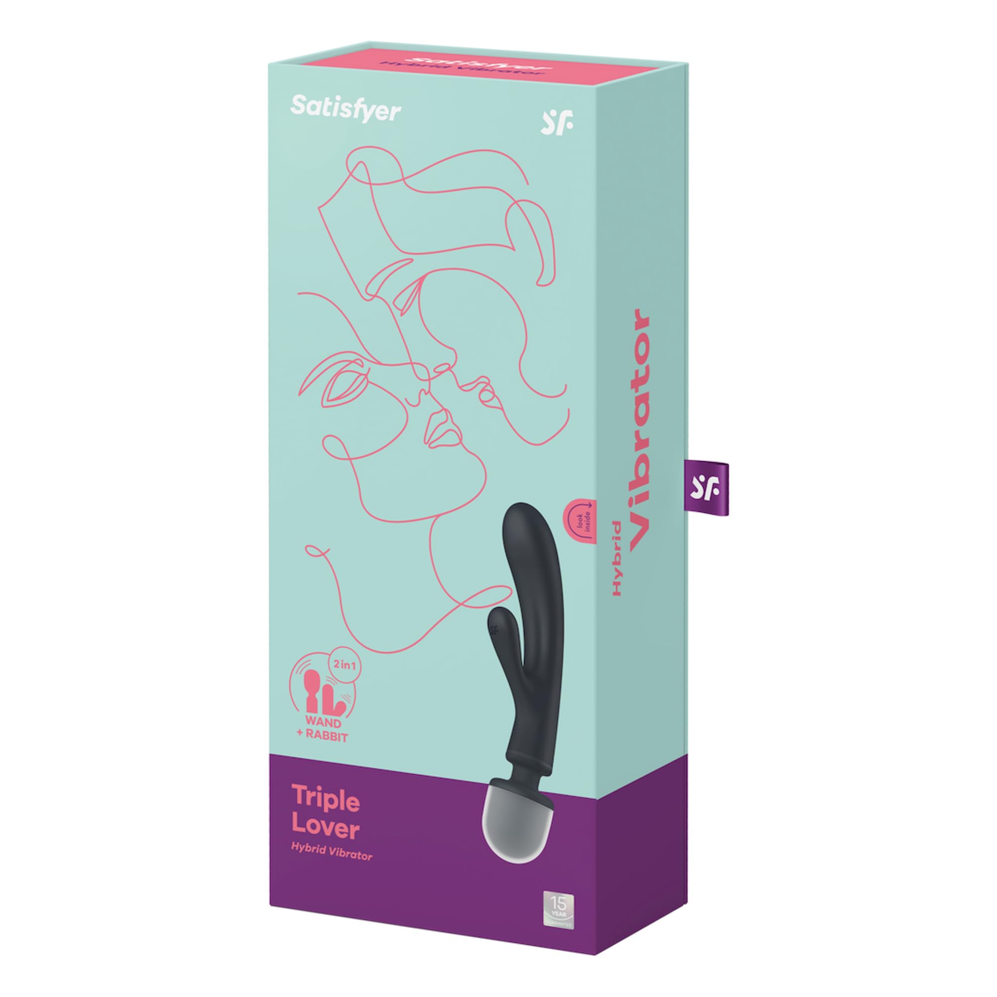 Satisfyer 2 in 1 Triple Lover Dildo Vibratore | Sex Toys multifunzionale | 3 potenti Motori | Impermeabile (IPX7) | Stimolatore del Punto G, del Clitoride e Massaggio | Silicone di alta Qualità