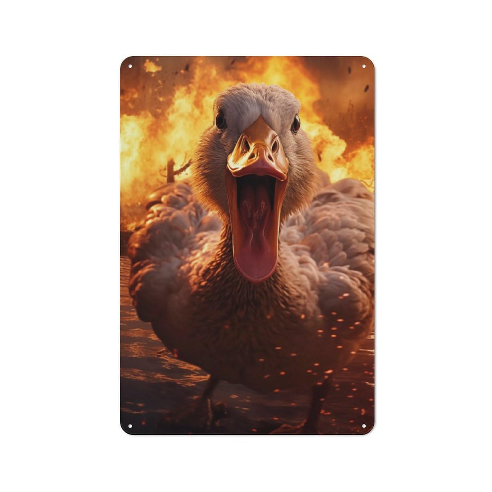 Junmoney Angry Goose Fire Explosion Classic Metal Wall Decor 30X20cm, Metal Sign For Cafe, Pub, Workshop Or Home Bar, Small Accent For Blank Walls