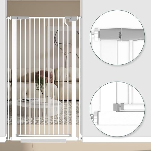 Miniatura 7 de Puerta para gatos extra alta de 51.18 pulgadas para puerta de 29.6 a 40.5 pulgadas de ancho, puerta alta para bebés, puerta para gatos, puerta extra