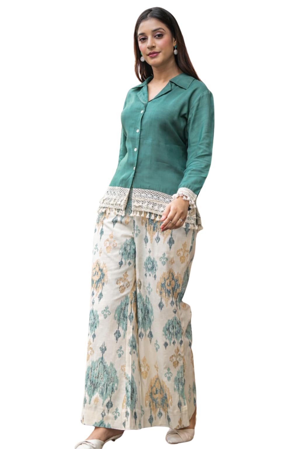 shrisay creation Women's Rayon Silk Printed Work Co_Ord Set Collor Neck & 3/4 Sleeve for Women Lightweight & Breathable Fabric-picture-38