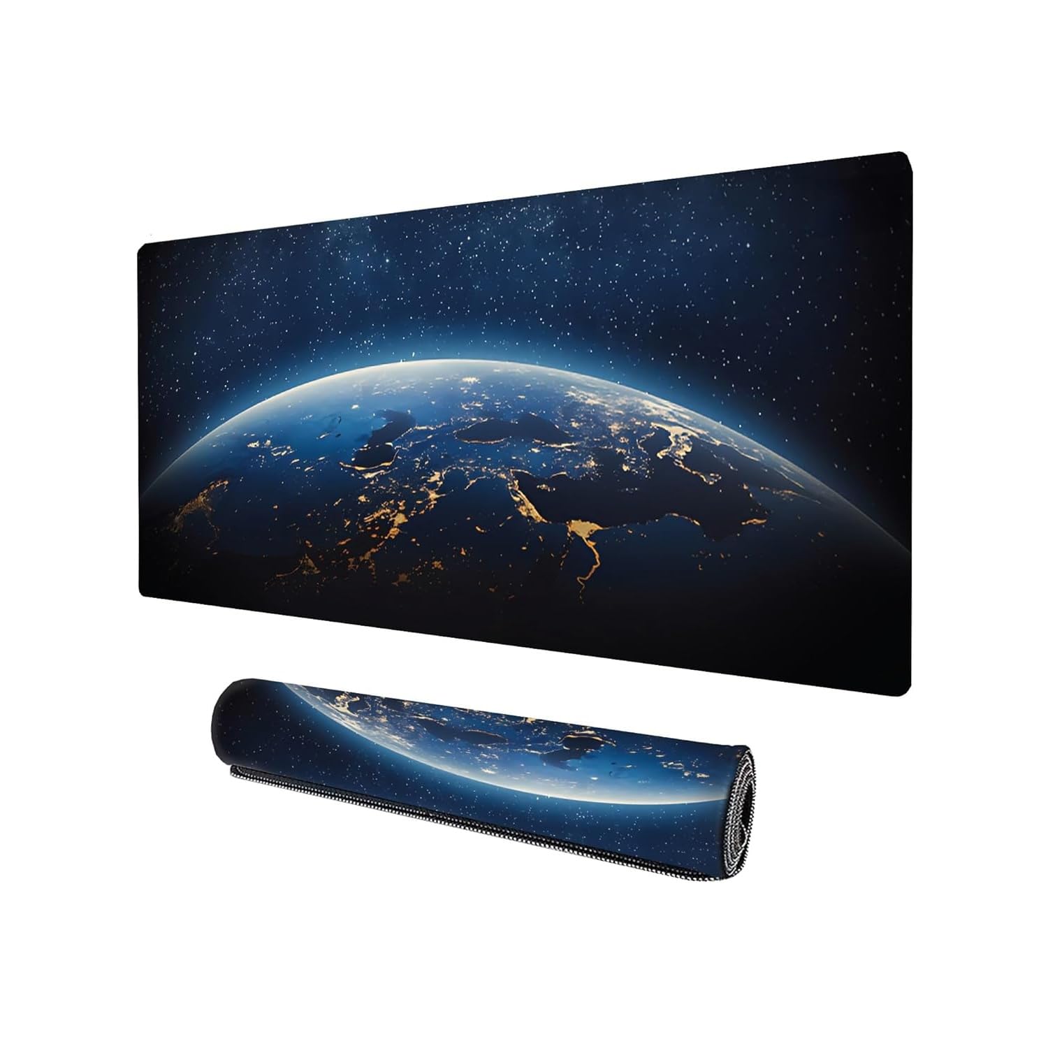 Sounce Large Extended Earth Design Desk Mat for Laptop Keyboard and Mouse Use Water Resistant Anti Slip Surface Non Logo Mouse Pad 800 x 300 mm Ideal for Office Home and Gaming Setup in Black-picture-4