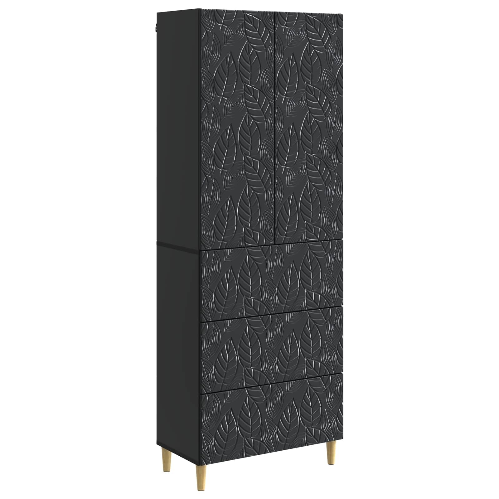 Armoire polyvalente moderne noire en bois buffet salon bureau 90cm