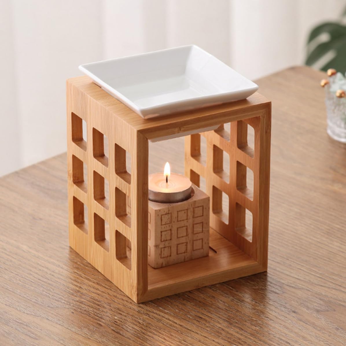 HANABASS Quemador de Aromaterapia de Cerámica para Hogar Calentador Velas y Difusor Aromas, Adecuado Obsequio Día del Padre para Ambientes Relajantes