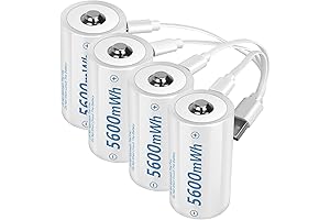 Rechargeable D Battery, Everready USB C Lithium D Batteries with LED Light