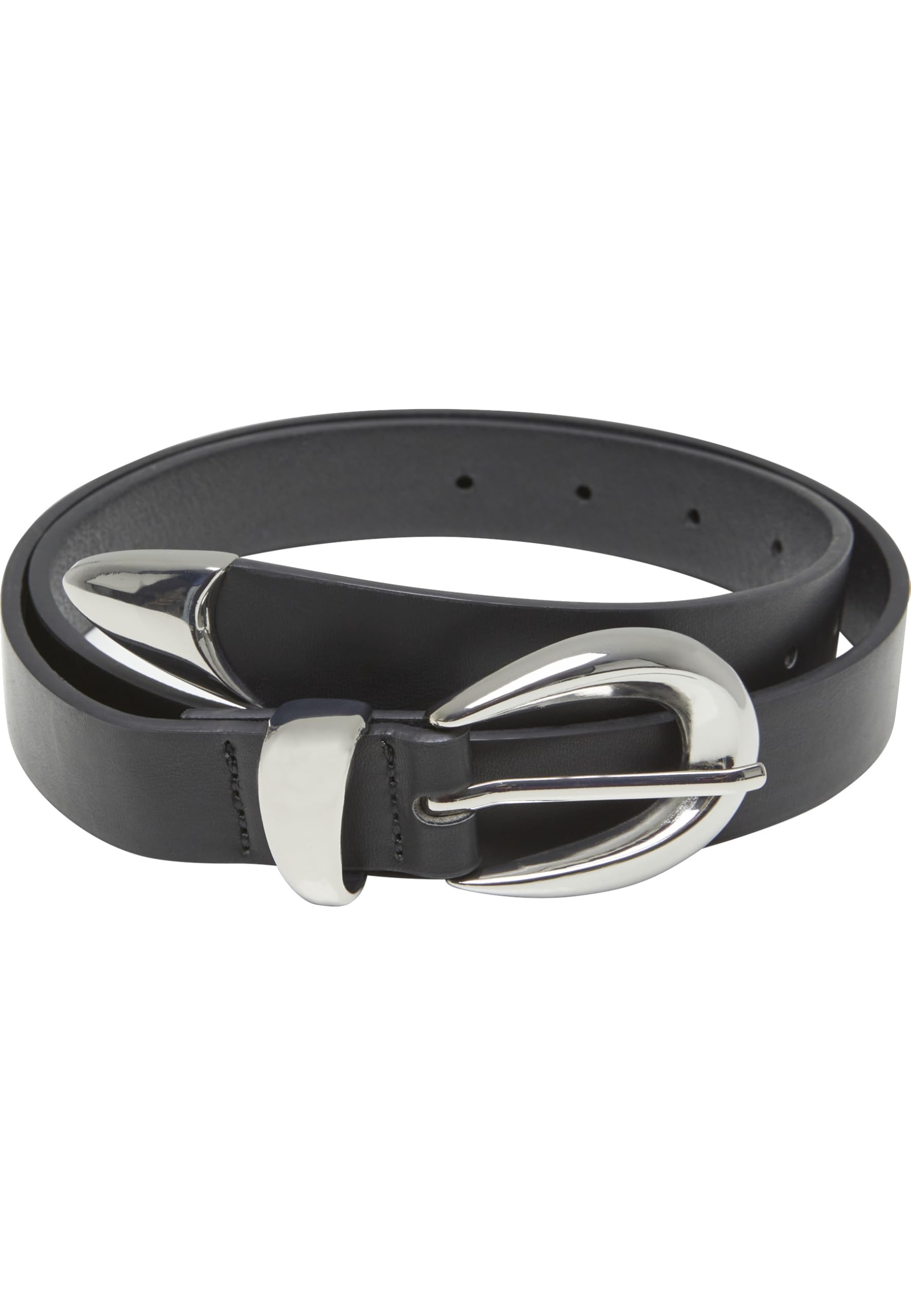 Urban Classics Women's TB7211-Chunky Buckle Loop Synthetic Leather Belt, Black/Silver, L/XL, black/silver, L/XL