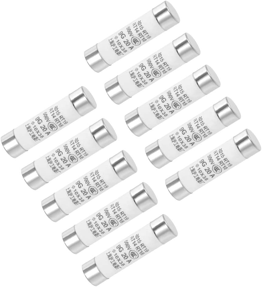 uxcell Ceramic Cartridge Fuses 20A 500V 10x38mm Fast Blow Replacement for Stereo Audio Alarm