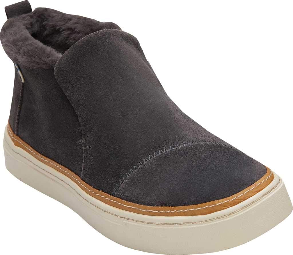TOMS Women's, Paxton Sneaker 7.5 Water Resistant Forged Iron Grey Suede/Faux Fur