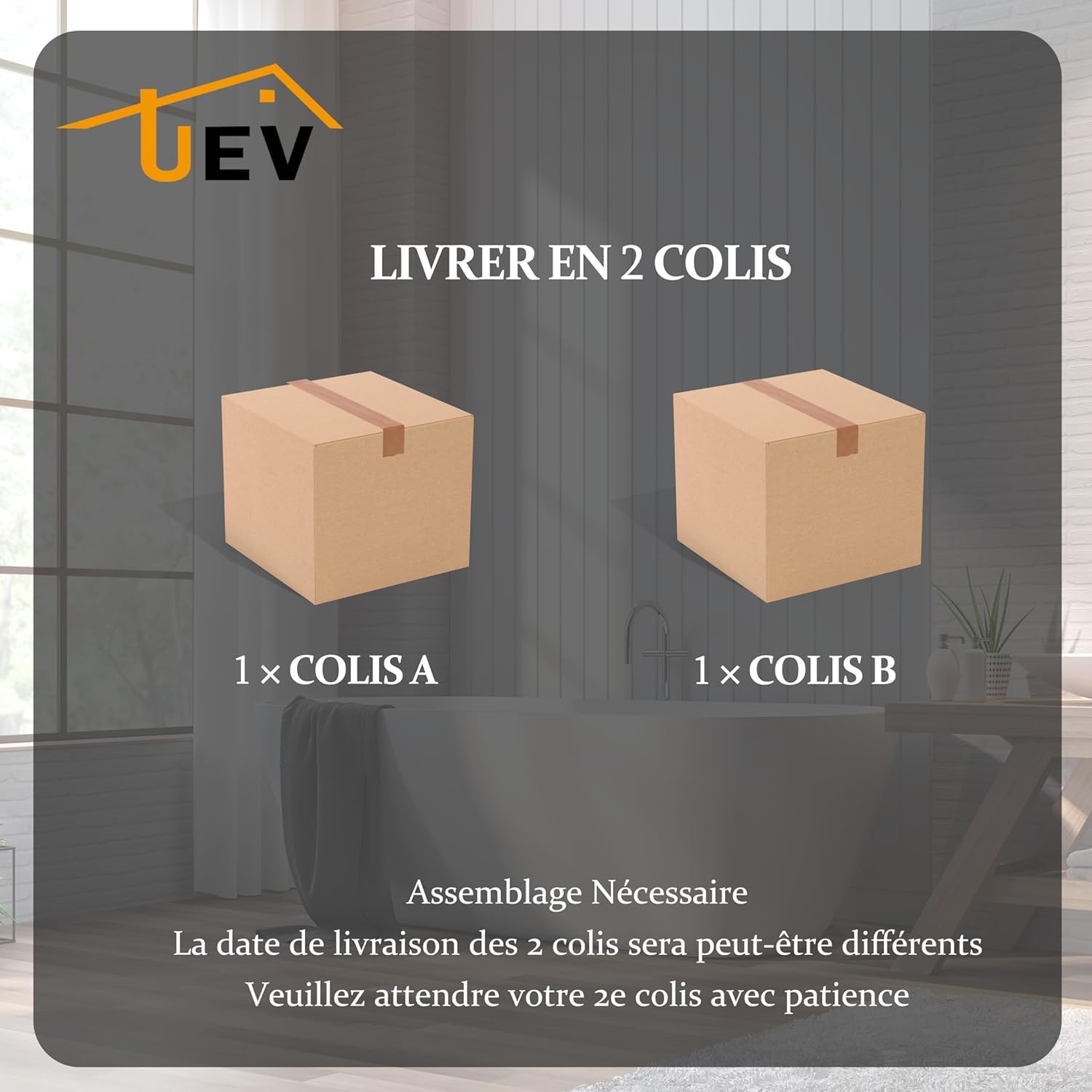 UEV Meuble Salle de Bain, avec Lavabo en Céramique, Lavabo Suspendu 75cm, 2 Tiroirs avec Système de Fermeture en Douceur, Grand Espace de Rangement, 75 x 45 x 46cm, Naturel